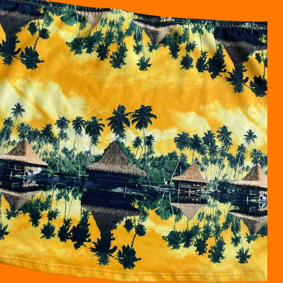00's vintage tropical photo print miami beach y2k low rise mini skirt LARGE op - Picture 5 of 7